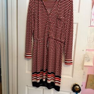 Tommy Hilfiger Red and Black Cube Pattern Dress